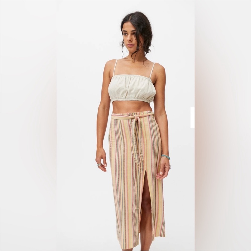 Urban Outfitters Tanning at the Beach Linen Midi Skirt